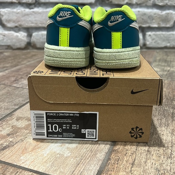 2022 Nike Force 1 Crater Next Nature TD 'Bright Spruce Volt' size 10c - Picture 5 of 8